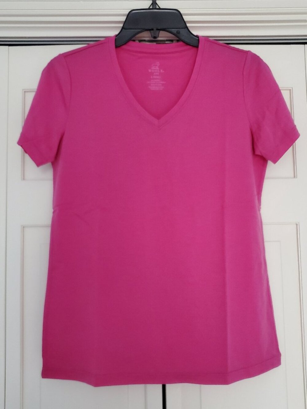 Woolx Junie Merino Wool Blend V Neck T Shirt Blushing Violet XS